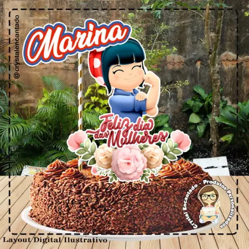 Topo de Bolo Dia da Mulher 01 - Ref 1374 Arquivo Digital