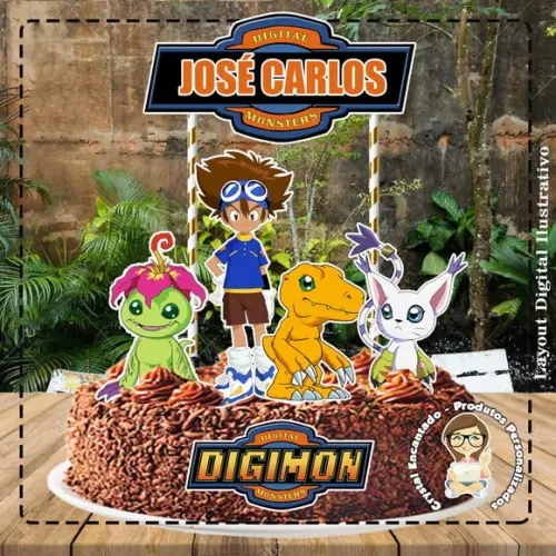 Topo de Bolo Digimon 01 - Ref 1395 Arquivo Digital
