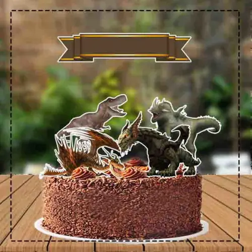 Topo de Bolo Dino e Dragoes Ref 1685 - Arquivo Digital