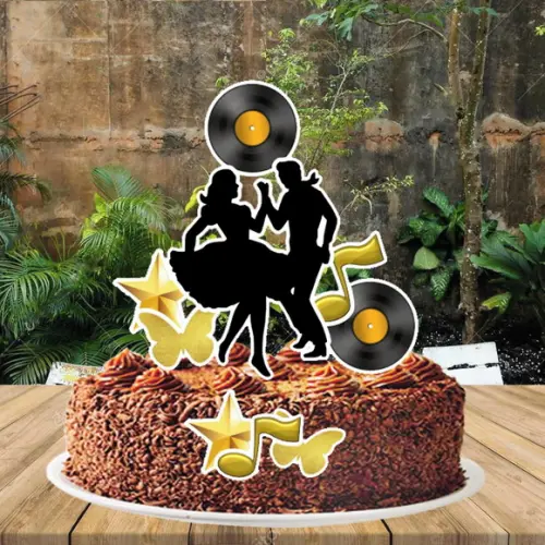 Topo de Bolo Disco Dourado Ref 3004 Arquivo Digital