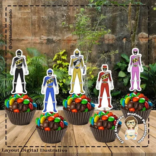 Topo de Bolo e Topper Power Rangers Dino - Arquivo Digital