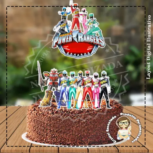 Topo de Bolo e Topper Power Rangers Dino - Arquivo Digital