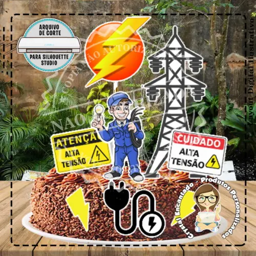 Topo de Bolo Eletricista - Ref 2517 Arquivo Digital