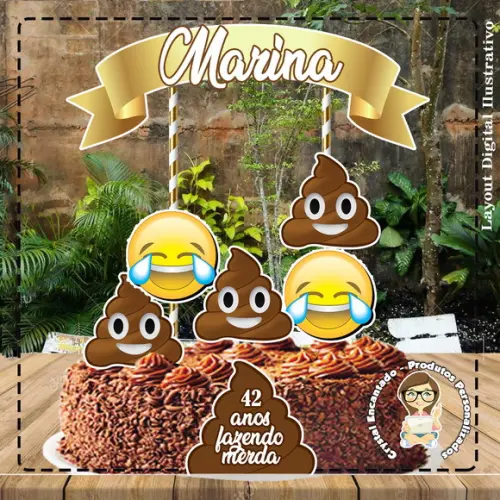 Topo de Bolo Emoji Coco - Ref 1430 Arquivo Digital
