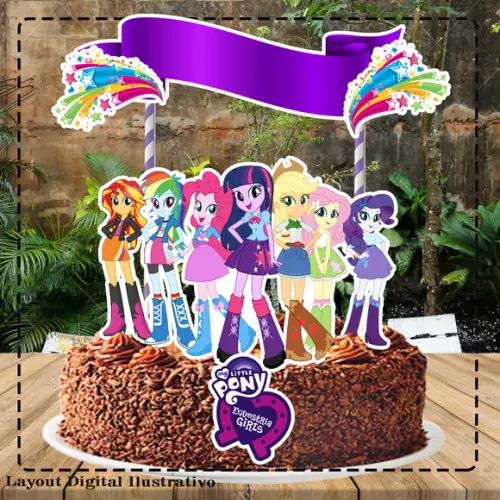 Topo de Bolo Equestria Girls - Ref 1436 Arquivo Digital