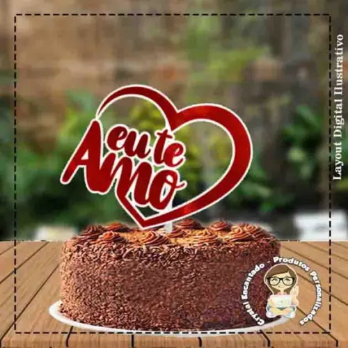 Topo de Bolo Eu Te Amo - Ref 3474 Arquivo Digital