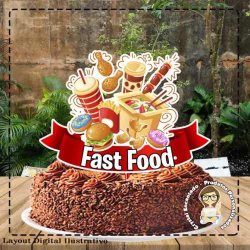 Topo de Bolo Fast Food - Ref 1298 Arquivo Digital