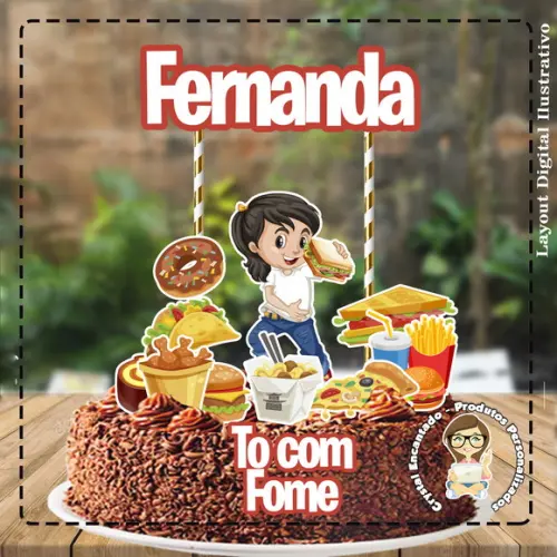 Topo de Bolo Fast Food - Ref 1299 Arquivo Digital