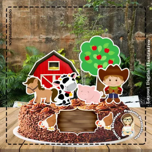 Topo de Bolo Fazendinha Menino - Ref 0193 Arquivo Digital