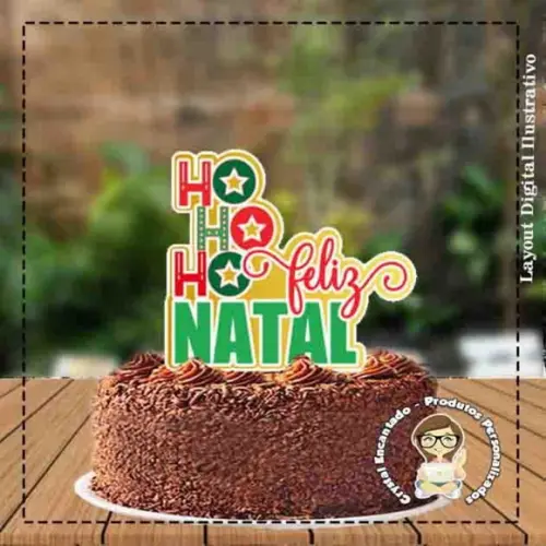Topo de Bolo Feliz Natal - Ref 1560 Arquivo Digital