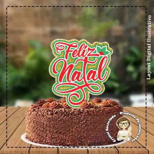 Topo de Bolo Feliz Natal - Ref 1559 Arquivo Digital