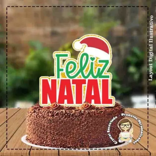 Topo de Bolo Feliz Natal - Ref 1561 Arquivo Digital