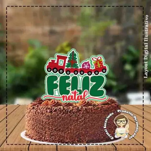 Topo de Bolo Feliz Natal - Ref 1562 Arquivo Digital