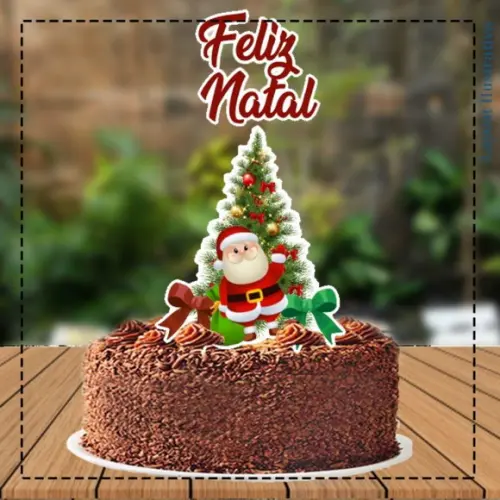 Topo de Bolo Feliz Natal Laço - Ref 5327 Arquivo Digital