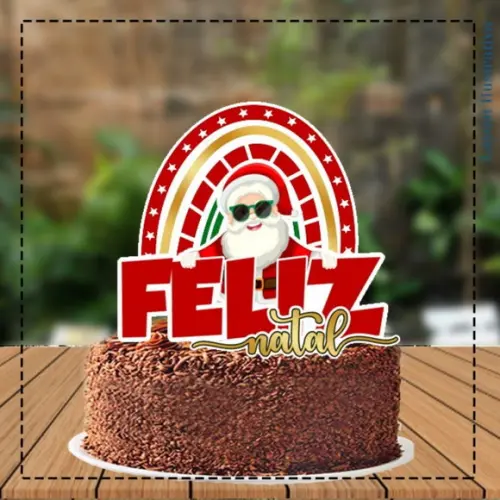 Topo de Bolo Feliz Natal Papai Noel - 5224 Arquivo Digital
