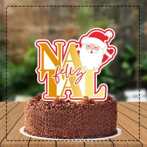 Topo de Bolo Feliz Natal Papai Noel - 5254 Arquivo Digital