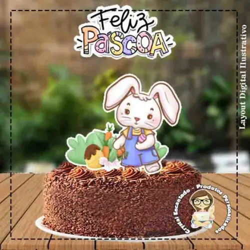 Topo de Bolo Feliz Pascoa - 3521 Arquivo Digital