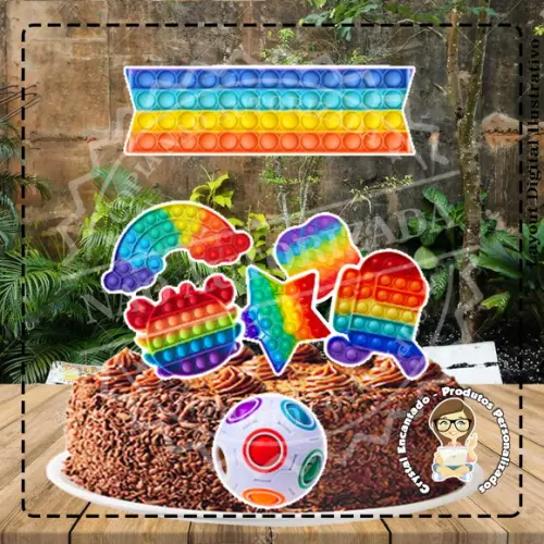 Topo de Bolo Fidget Toy - Ref 2910 Arquivo Digital