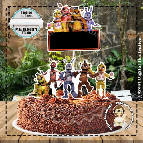 Topo de Bolo Five Night At Freddy - Ref 0202 Arquivo Digital