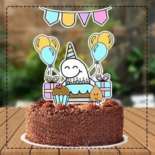 Topo de Bolo Flork Menino Niver Chapeu 5296 Arquivo Digital