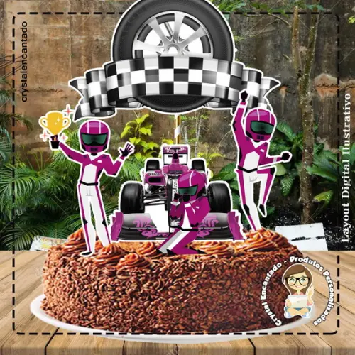 Topo de Bolo Formula 1 Feminino - Ref 0916 Arquivo Digital