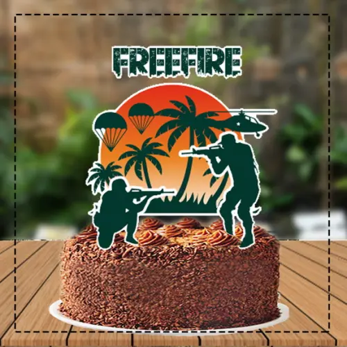 Topo de Bolo Freefire Preto Branco -ref 5037 Arquivo Digital