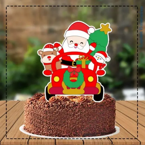Topo de Bolo Fusca Noel - 5360 Arquivo Digital