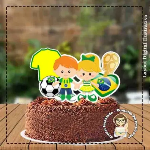 Topo de Bolo Futebol Brasil - Ref 1580 Arquivo Digital