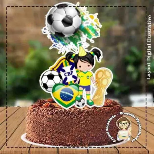 Topo de Bolo Futebol Brasil - Ref 1581 Arquivo Digital
