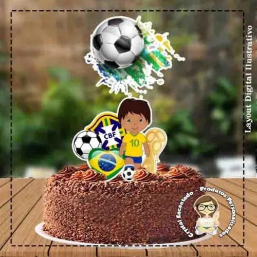 Topo de Bolo Futebol Brasil - Ref 1582 Arquivo Digital