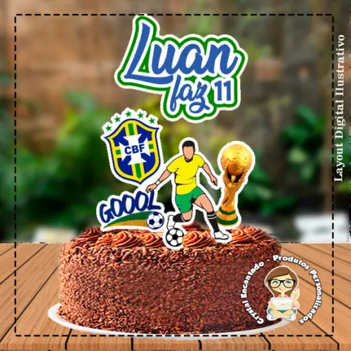 Topo de Bolo Futebol Brasil - Ref 1626 Arquivo Digital