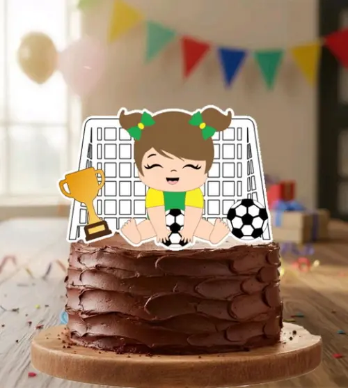Topo de Bolo Futebol Brasil Menina 7145 - Arquivo Digital