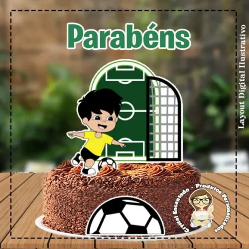 Topo de Bolo Futebol Brasil Menino -ref 5038 Arquivo Digital