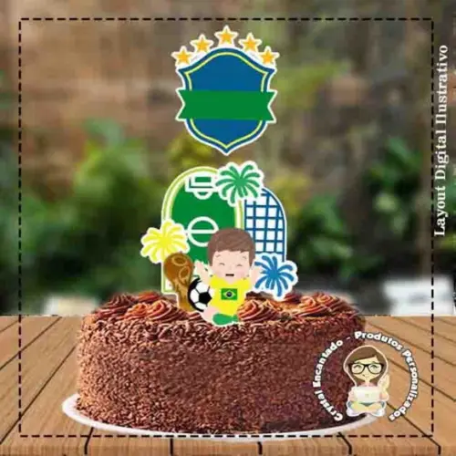 Topo de Bolo Futebol Copa Baby - Ref 1573 Arquivo Digital