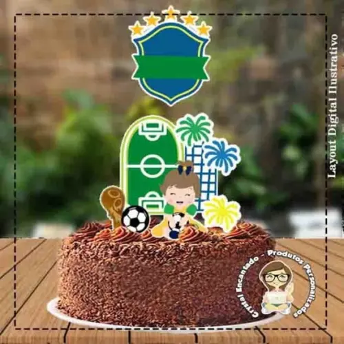 Topo de Bolo Futebol Copa Baby - Ref 1574 Arquivo Digital