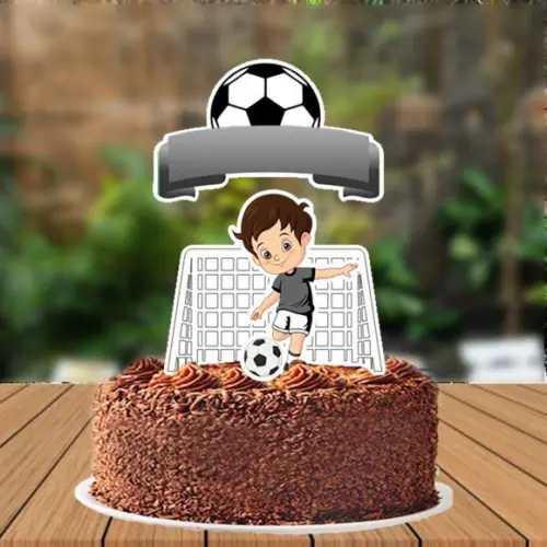 Topo de Bolo Futebol Menino Camisa Preta - 5675 Arq. Digital
