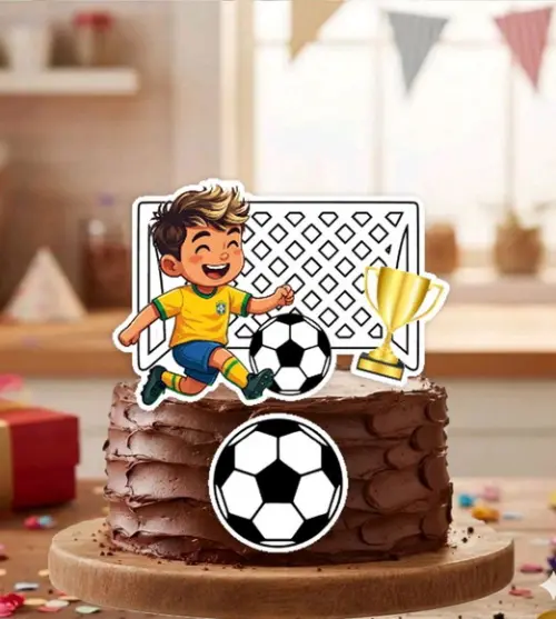 Topo de Bolo Futebol Menino 7138 - Arquivo Digital