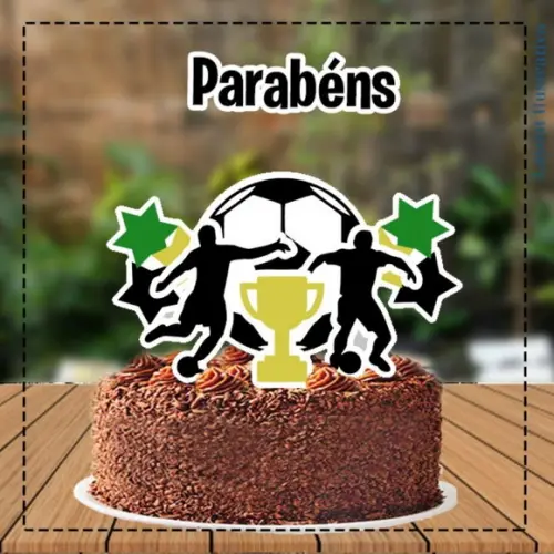 Topo de Bolo Futebol Taça - Ref 5287 Arquivo Digital