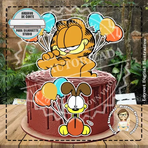 Topo de Bolo Garfield 01 - Ref 0953 Arquivo Digital