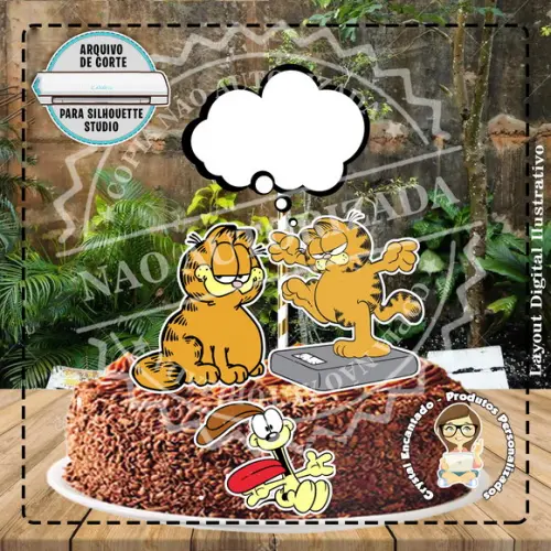 Topo de Bolo Garfield 03 - Ref 0955 Arquivo Digital