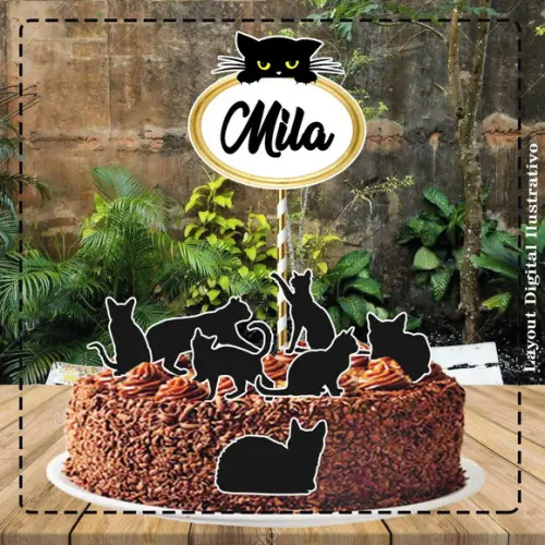Topo de Bolo Gatinho - Ref 0393 Arquivo Digital