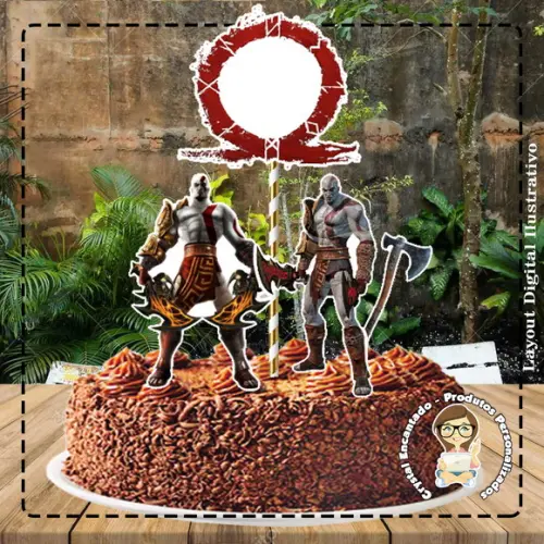 Topo de Bolo God Of War - Ref 0966 Arquivo Digital
