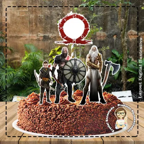 Topo de Bolo God Of War 01 - Ref 0967 Arquivo Digital