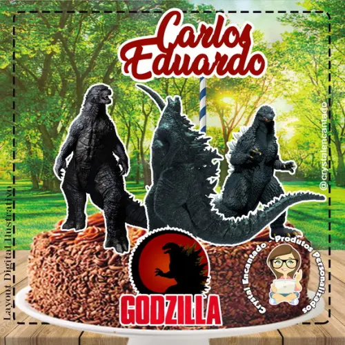 Topo de Bolo Godizilla 02 - Ref 0969 Arquivo Digital