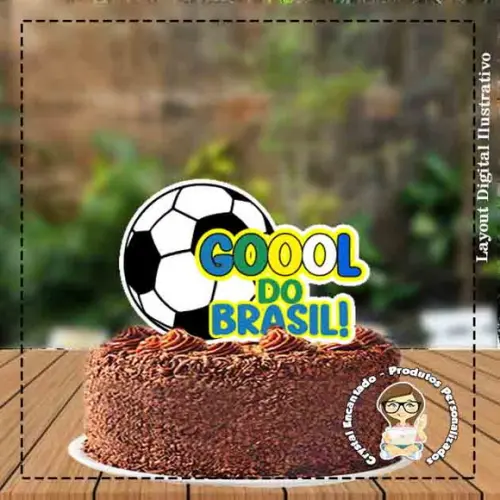 Topo de Bolo Gool do Brasil Ref 1544 Arquivo Digital