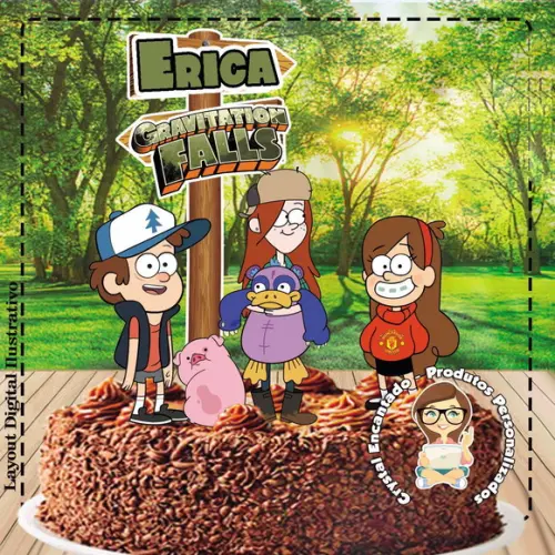 Topo de Bolo Gravity Falls 1 - Ref 0974 Arquivo Digital