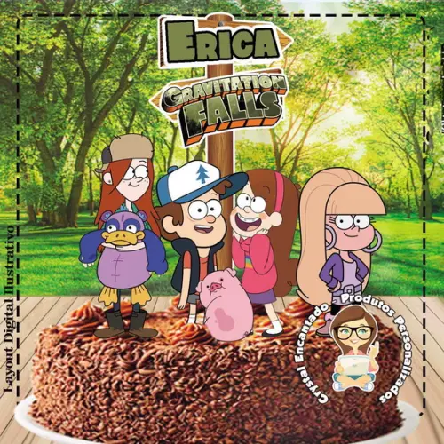 Topo de Bolo Gravity Falls 2 - Ref 0975 Arquivo Digital