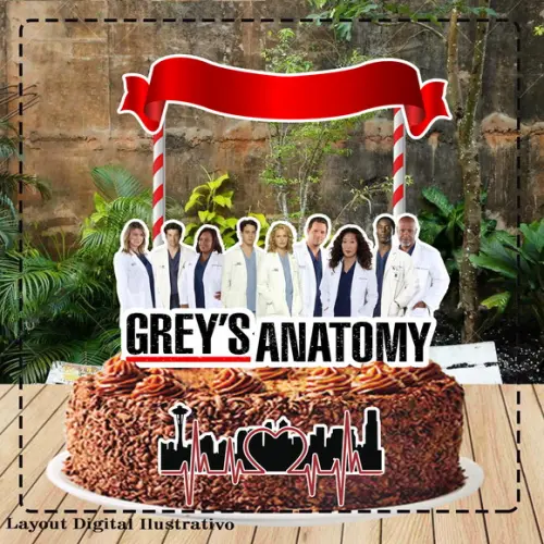 Topo de Bolo Greys Anatomy 00 - Ref 0977 Arquivo Digital