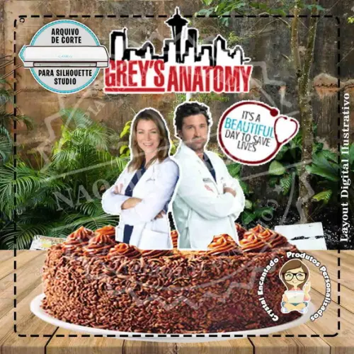 Topo de Bolo Greys Anatomy 03 - Ref 0980 Arquivo Digital