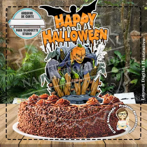 Topo de Bolo Halloween 13 - Ref 1000 Arquivo Digital